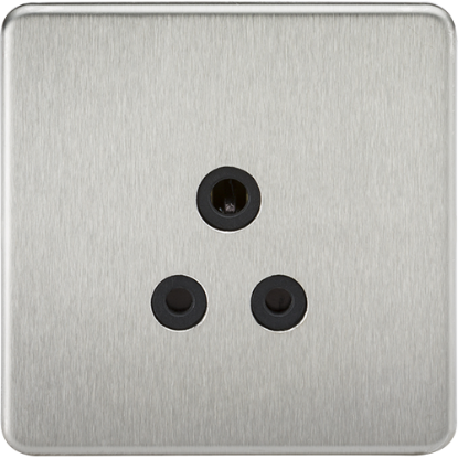 Picture of 5A Unswitched Socket - Brushed Chrome with Black Insert