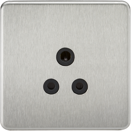 Picture of 5A Unswitched Socket - Brushed Chrome with Black Insert