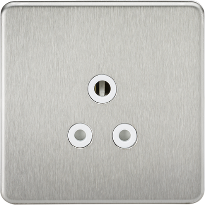 Picture of 5A Unswitched Socket - Brushed Chrome with White Insert