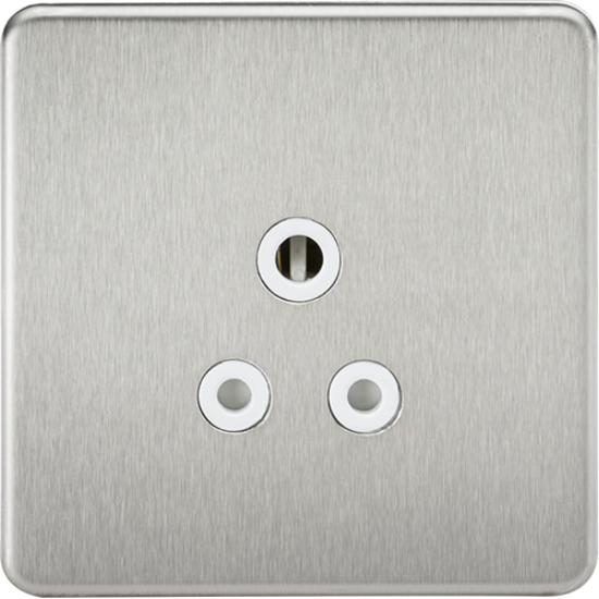 Picture of 5A Unswitched Socket - Brushed Chrome with White Insert