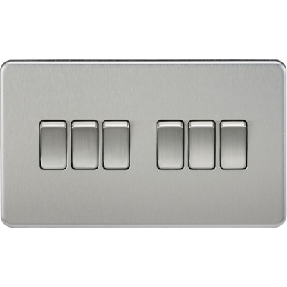 Picture of 10AX 6 Gang 2 Way Switch - Brushed Chrome