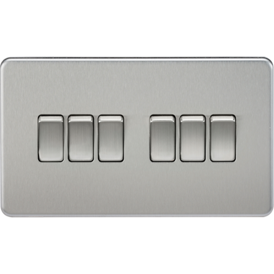 Picture of 10AX 6 Gang 2 Way Switch - Brushed Chrome