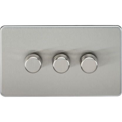 Picture of 3 Gang 2 Way 10-200W (5-150W LED) Intelligent Dimmer - Brushed Chrome