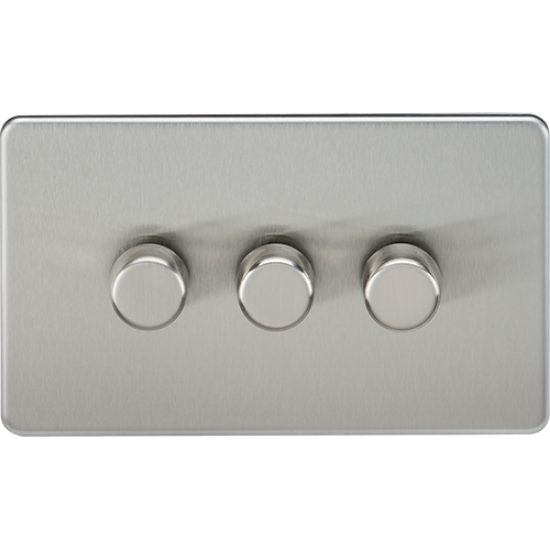 Picture of 3 Gang 2 Way 10-200W (5-150W LED) Intelligent Dimmer - Brushed Chrome