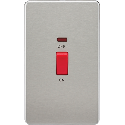 Picture of 45A 2 Gang Double Pole Switch with Neon - Brushed Chrome