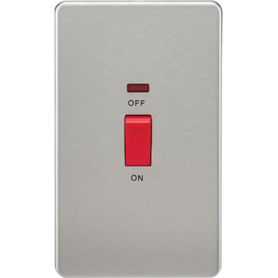 Picture of 45A 2 Gang Double Pole Switch with Neon - Brushed Chrome