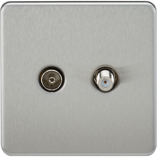 Picture of TV and SAT TV Outlet (Isolated) - Brushed Chrome