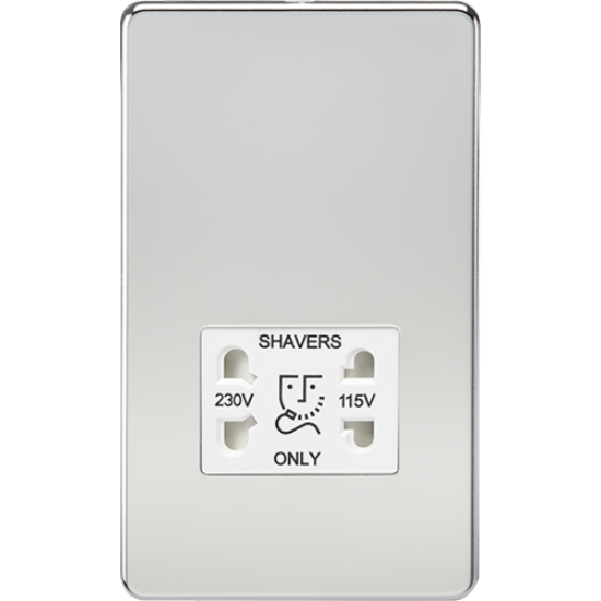 Picture of 115/230V Dual Voltage Shaver Socket - Polished Chrome with White Insert