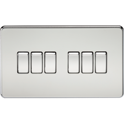 Picture of 10AX 6 Gang 2 Way Switch - Polished Chrome