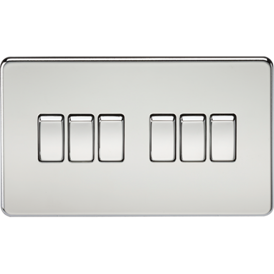 Picture of 10AX 6 Gang 2 Way Switch - Polished Chrome