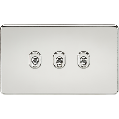 Picture of 10AX 3 Gang 2 Way Toggle Switch - Polished Chrome