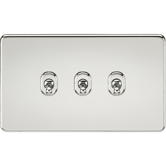 Picture of 10AX 3 Gang 2 Way Toggle Switch - Polished Chrome