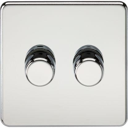 Picture of 2 Gang 2 Way 10-200W (5-150W LED) Trailing Edge Dimmer - Polished Chrome