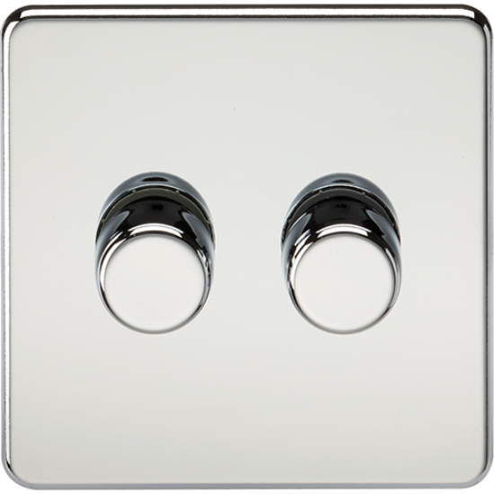 Picture of 2 Gang 2 Way 10-200W (5-150W LED) Trailing Edge Dimmer - Polished Chrome