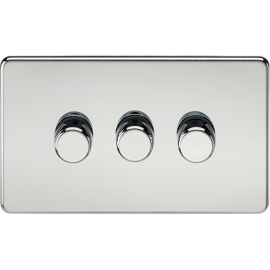 Picture of 3 Gang 2 Way 10-200W (5-150W LED) Trailing Edge Dimmer - Polished Chrome