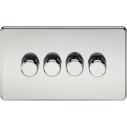 Picture of 4 Gang 2 Way 10-200W (5-150W LED) Trailing Edge Dimmer - Polished Chrome