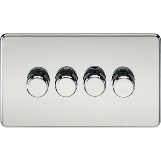 Picture of 4 Gang 2 Way 10-200W (5-150W LED) Trailing Edge Dimmer - Polished Chrome