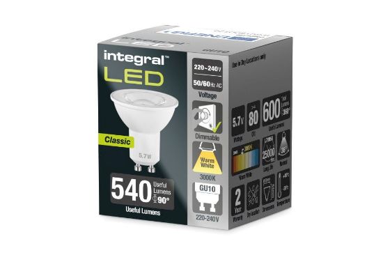 Picture of 5.7W-75W Dimmable LED GU10 3000K Warm White 