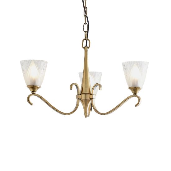 Picture of Columbia brass 3lt pendant & deco glass