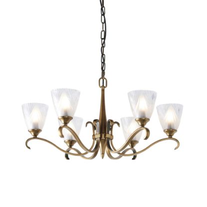 Picture of Columbia brass 6lt pendant & deco glass