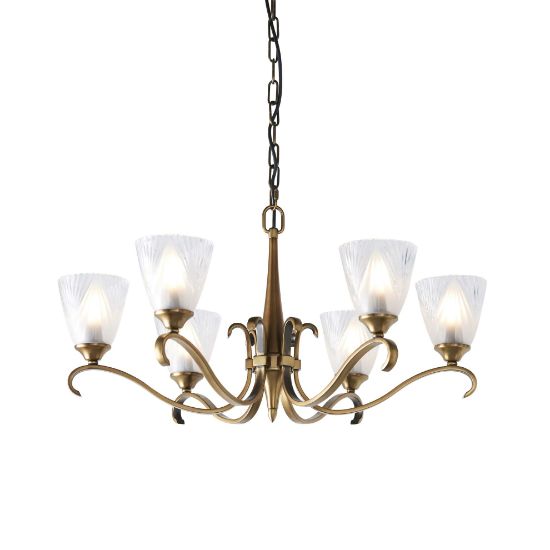 Picture of Columbia brass 6lt pendant & deco glass