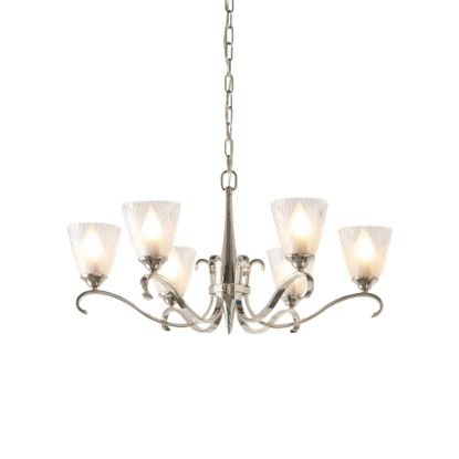 Picture of Columbia nickel 6lt pendant & deco glass