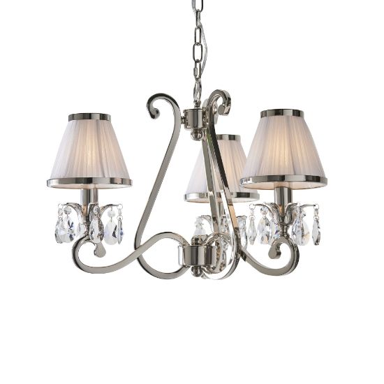 Picture of Oksana nickel 3lt pendant & white shades