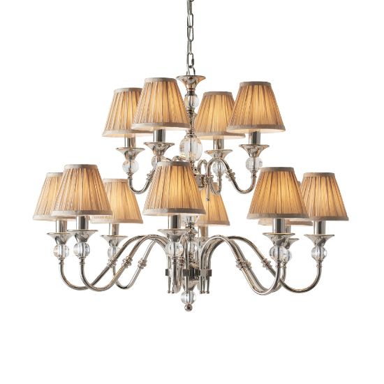 Picture of Polina nickel 12lt pendant & beige shades