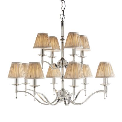 Picture of Stanford nickel 12lt pendant & beige shades