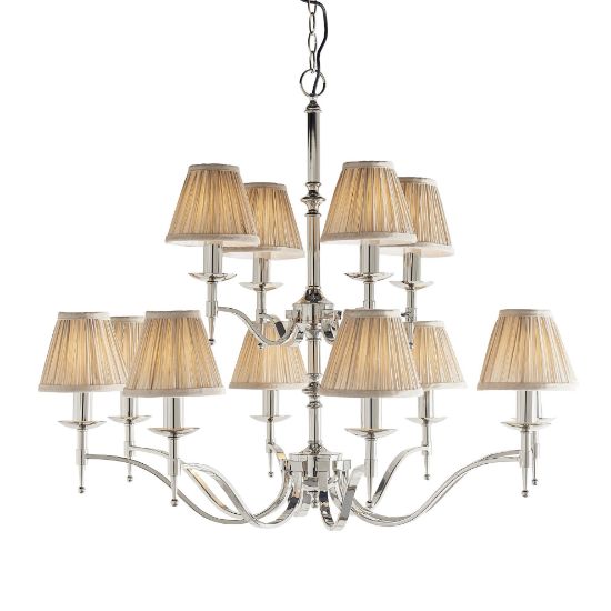 Picture of Stanford nickel 12lt pendant & beige shades