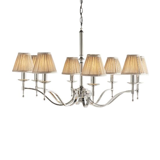 Picture of Stanford nickel 8lt pendant & beige shades