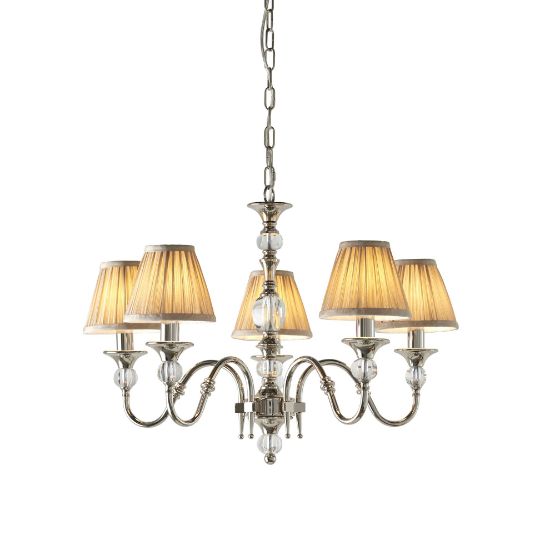 Picture of Polina nickel 5lt pendant & beige shades