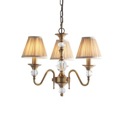 Picture of Polina antique brass 3lt pendant & beige shades