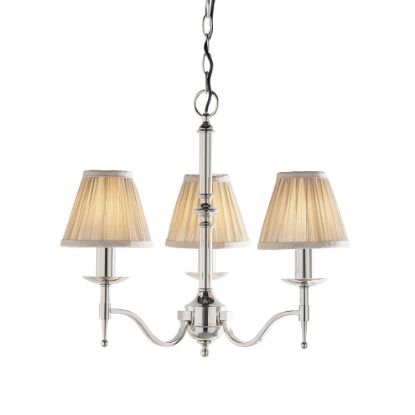 Picture of Stanford nickel 3lt pendant & beige shades