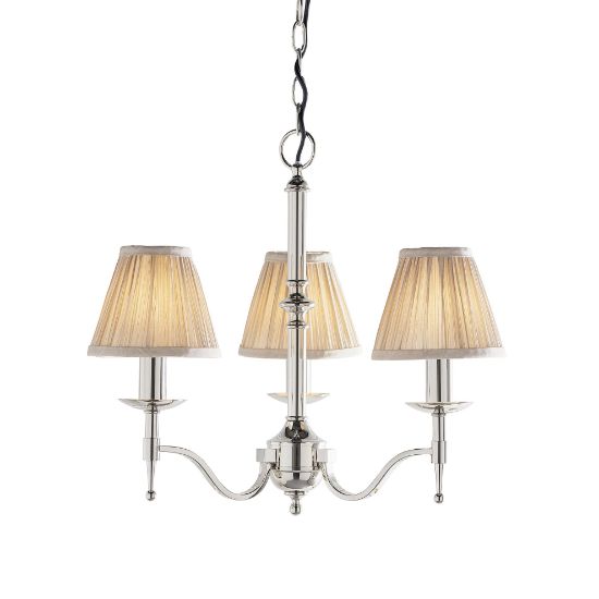 Picture of Stanford nickel 3lt pendant & beige shades