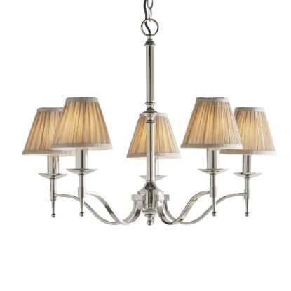 Picture of Stanford nickel 5lt pendant & beige shades