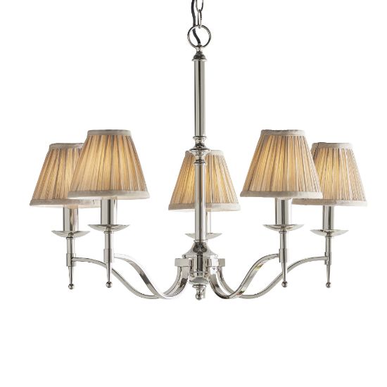 Picture of Stanford nickel 5lt pendant & beige shades