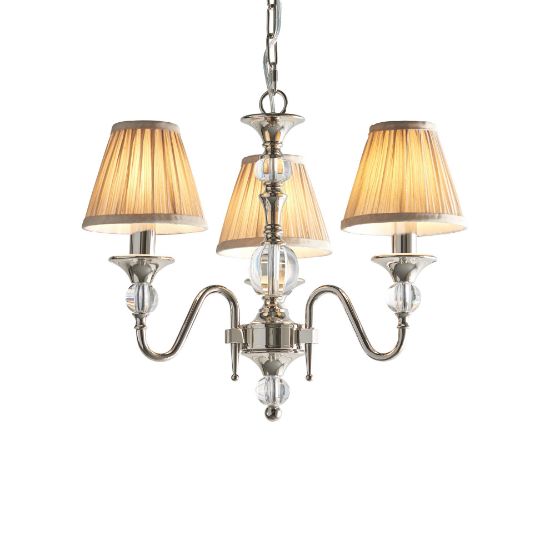 Picture of Polina nickel 3lt pendant & beige shades