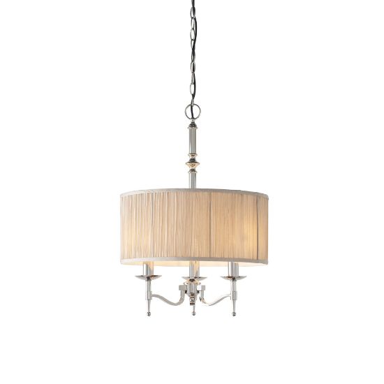 Picture of Stanford nickel 3lt pendant & beige shade