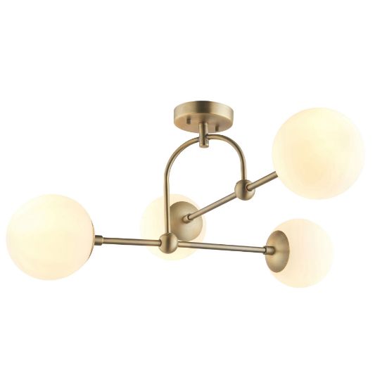 Picture of Matt antique brass semi-flush with opal glass