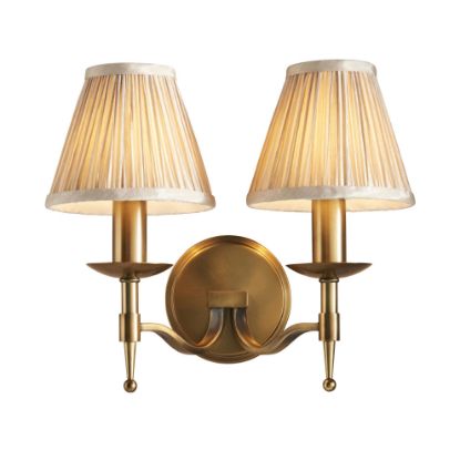 Picture of Stanford antique brass Twin wall & beige shades