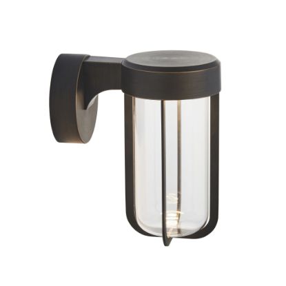 Picture of Die-cast IP44 brushed bronze & clear glass LED wall light