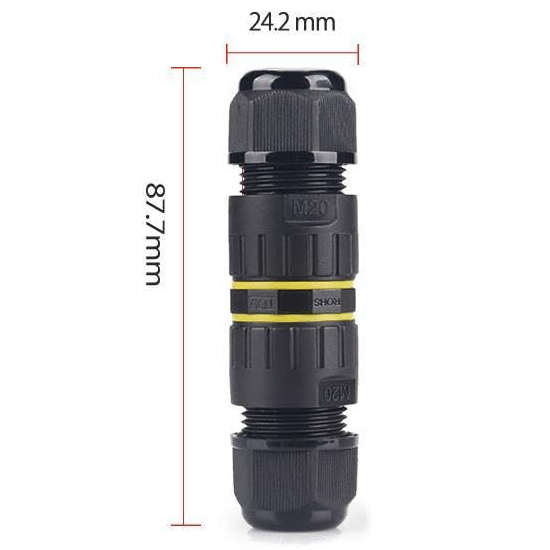 Picture of IP68 400V 24A Waterproof Outdoor Inline Cable Connector M20 - Pack of 2