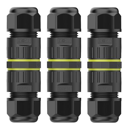 Picture of IP68 400V 24A Waterproof Outdoor Inline Cable Connector M20 - Pack of 3