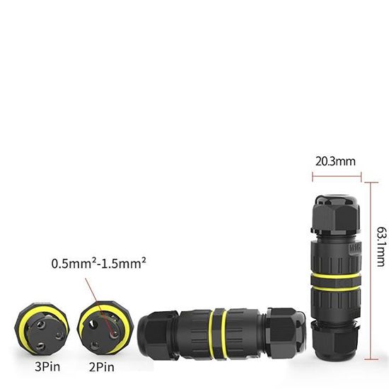 Picture of IP68 400V 17.5A Waterproof Outdoor Inline Cable Connector M16