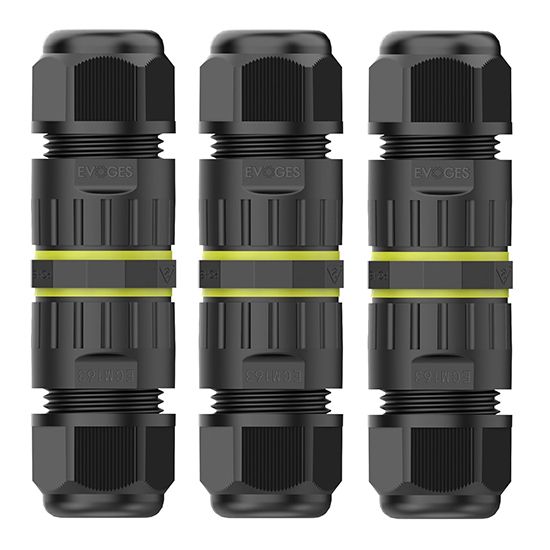 Picture of IP68 400V 17.5A Waterproof Outdoor Inline Cable Connector M16 - Pack of 3