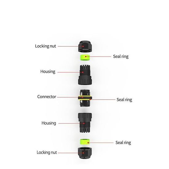 Picture of IP68 400V 17.5A Waterproof Outdoor Inline Cable Connector M16 - Pack of 3