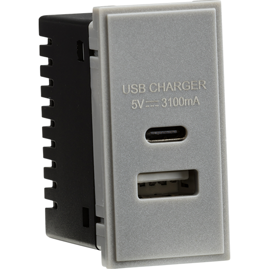 Picture of Dual USB Charger (3.1A) Module 25 x 50mm - Grey