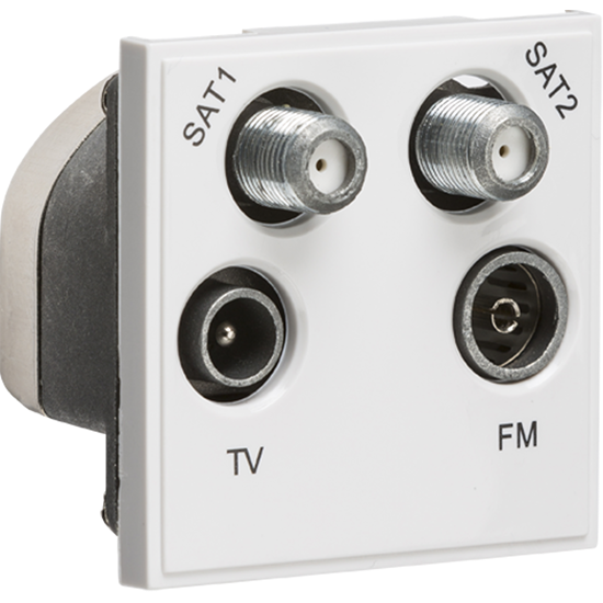 Picture of Quadplexed SAT1/SAT2/TV/FM DAB Outlet Module 50 x 50mm - White