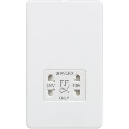 Picture of 115/230V Dual Voltage Shaver Socket - Matt White with White insert